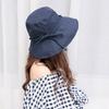 Ladies Hat Bow, UV Protection Cotton Hat Summer Sun Protection Visor Big Brim Hat
