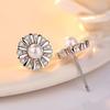 Sunflower Blooming Sunflower Stud Earrings, Women's Silver Plated Jewelry Versatile Chrysanthemum Pearl Earrings