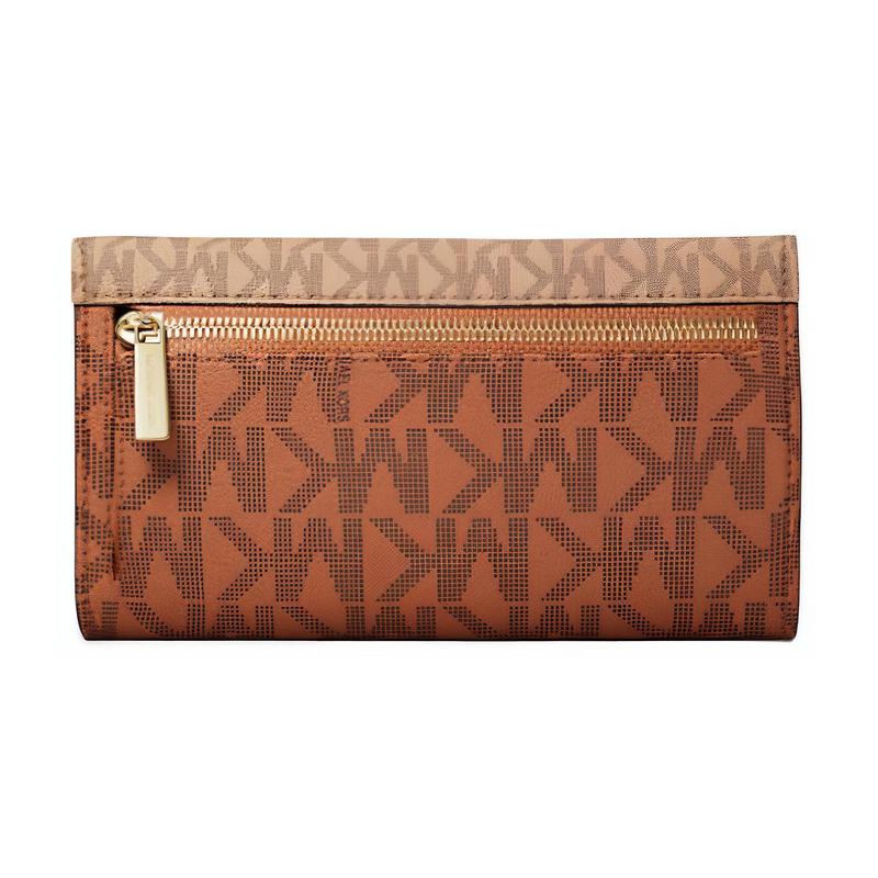 Michael Kors Jet Set Signature Coated Canvas Wallet Large Women's Brown