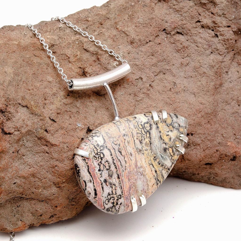 Skin Leopard Jasper Gemstone Mother's Day Jewelry Necklace 20 in