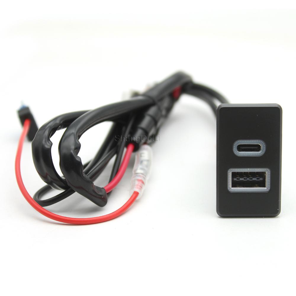 Car USB Charger PD Fast Phone Charging QC3.0 Dual Port Interface Socket Adapter for Nissan Paladin Patrol Y60 Y61 Accessories