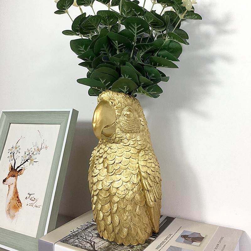 Cute Bird Flower Vase Resin Ornament Flower Arrangement Home Decor Garden Decoration Creative Gift