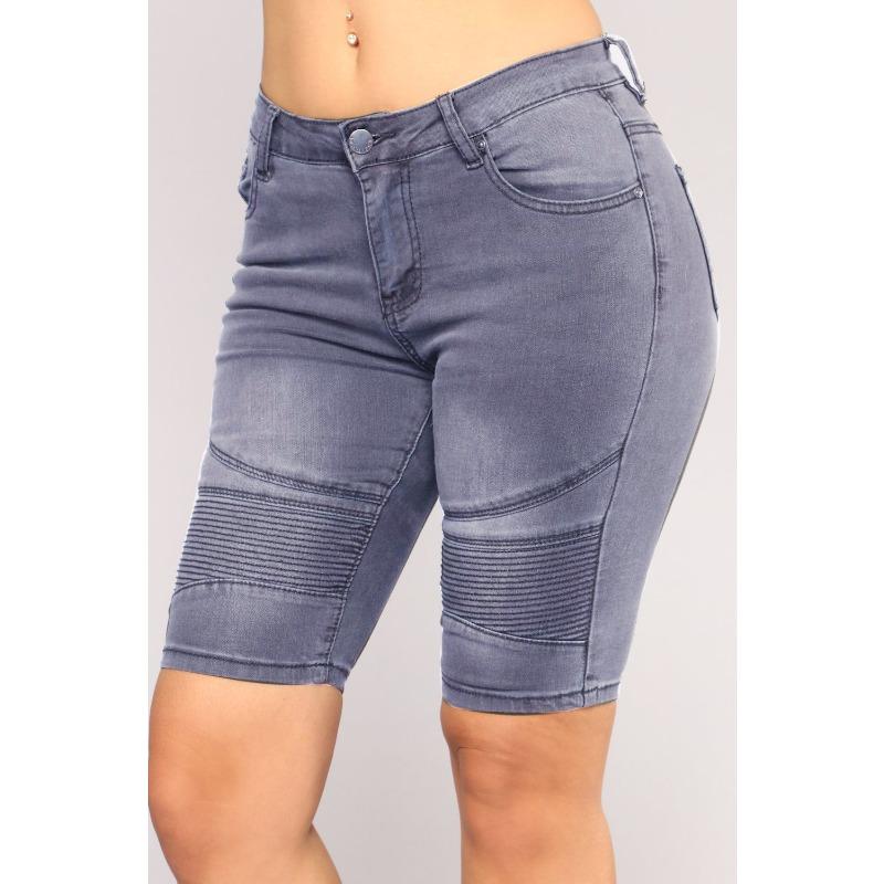 2026 European and American fashion women s locomotive elastic trousers blue denim women s jeans S серый