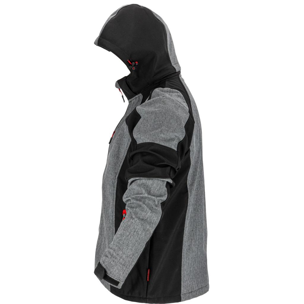 Softshell Jacket With Hood, Gray-Black-Red, "", Ce, Lahti