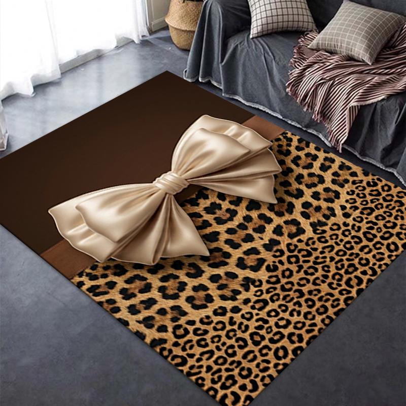2025 Neuer Leopardenmuster Schleifen Teppich für Wohnzimmer Schlafzimmer Zuhause Sofadekoration, Kinderspiel Rutschfeste Bodenmatte91
