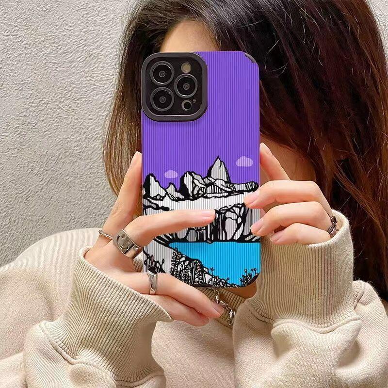 Handyhülle für iPhone 14 Plus 13 Pro Max 11 12, stoßfeste Stoßstangen-Shell-Abdeckung für iPhone Xr Xs Max X 7 8 Plus Se2020 6s Berg