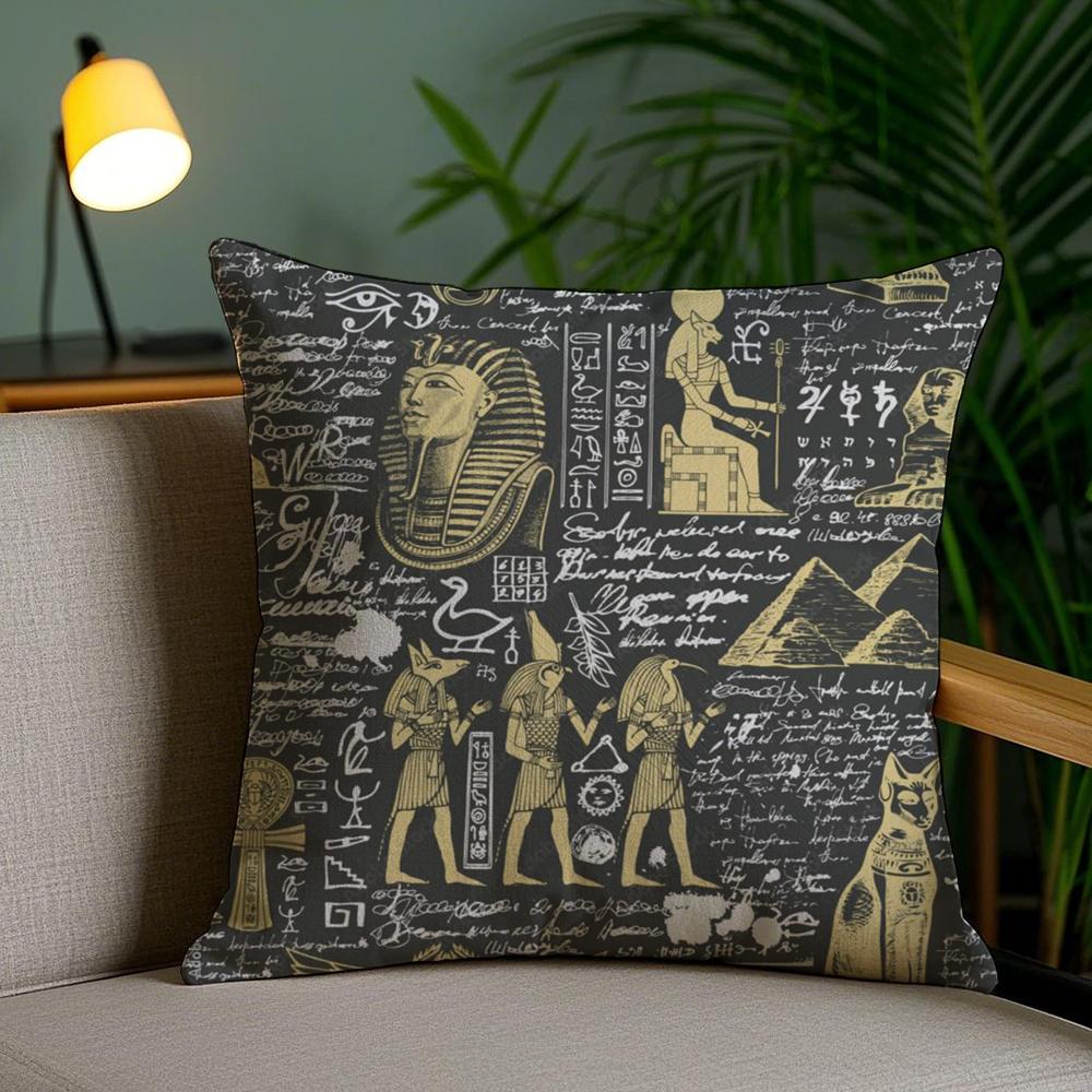 Ancient Egyptian Cushion Cover Soft Short Plush Double-Sided Printing Home Decor Machine Washable Pillow Case Gift