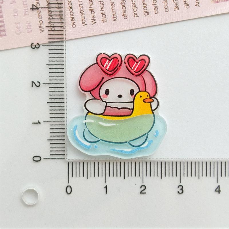10Pcs New Acrylic Kawaii Cartoon Anime Summer Fun Series Clip Book Diy Jewelry Party Children Gift Hairpin Accessories A105