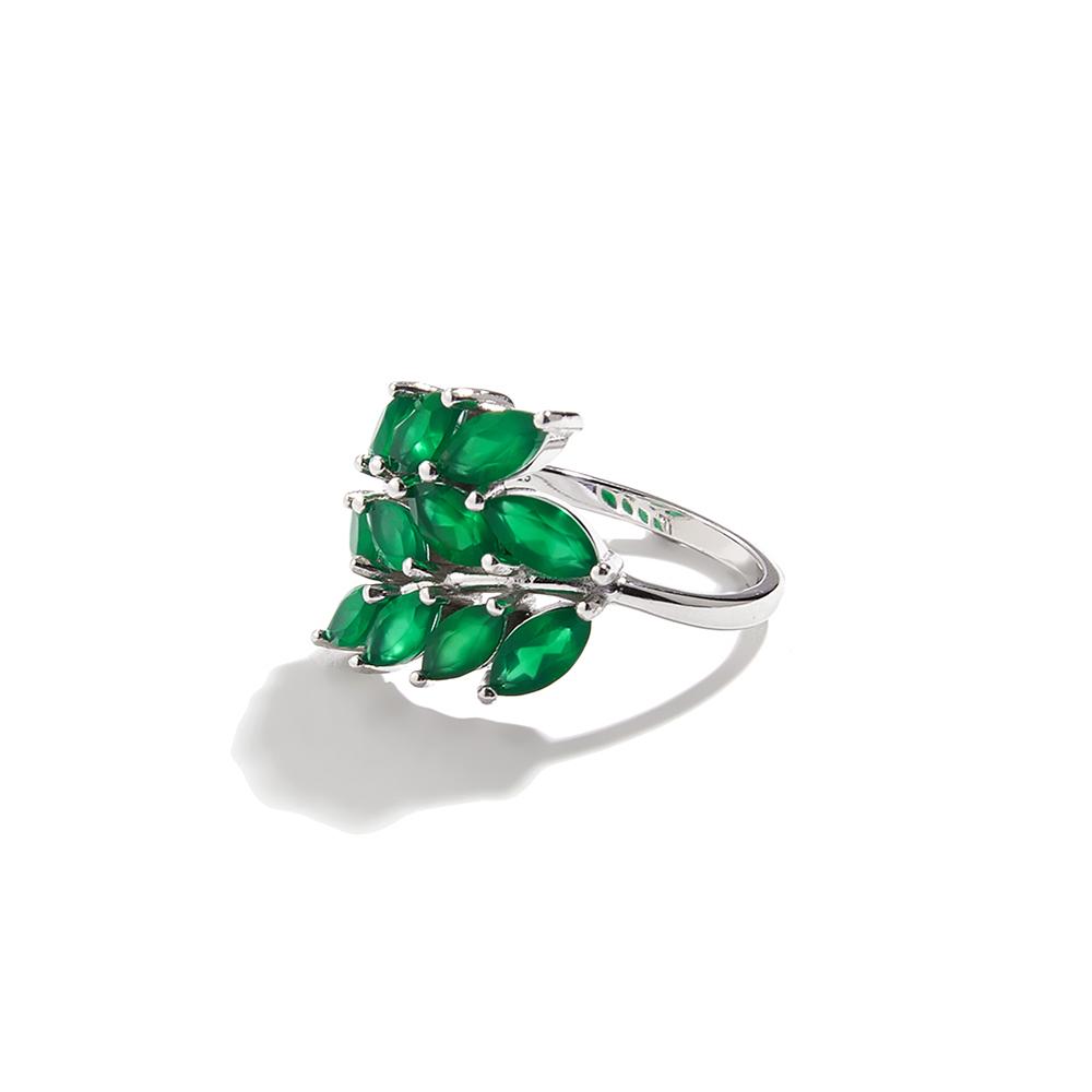 Κομψό σχέδιο Φυσικός Πράσινος Αχάτης 925 Ασημένιο εντυπωσιακό δαχτυλίδι για γυναίκες Γυναικείο πάρτι αρραβώνων Πολυτελές δώρο κοσμημάτων