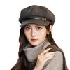 British Style Hat for Women's Autumn and Winter Retro Newspaper Hat Casual Versatile Beret Windproof Face Painter Hat