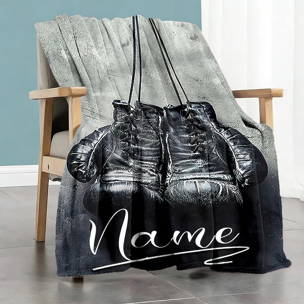 Boxing11 Personalized Text Blanket Gift Customizable Blanket Ultra-Soft for Seaside Living Room Bed Home Decor for All Occasions