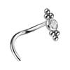 Decorative Titanium Nose Ring With White Premium Zirconia - Tn-027 0.8/6.5