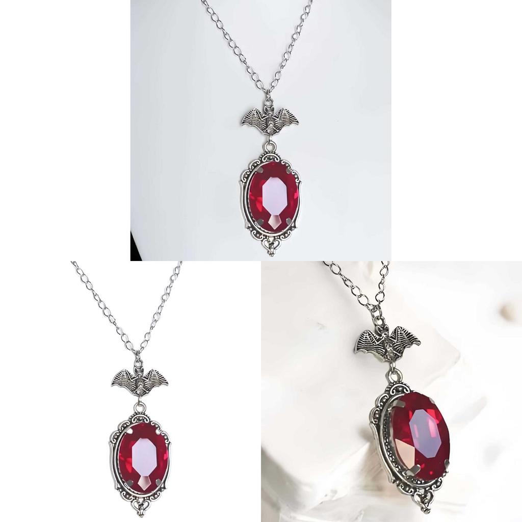Batman Gothic Red Crystal Necklace For Women Halloween Party Jewelry