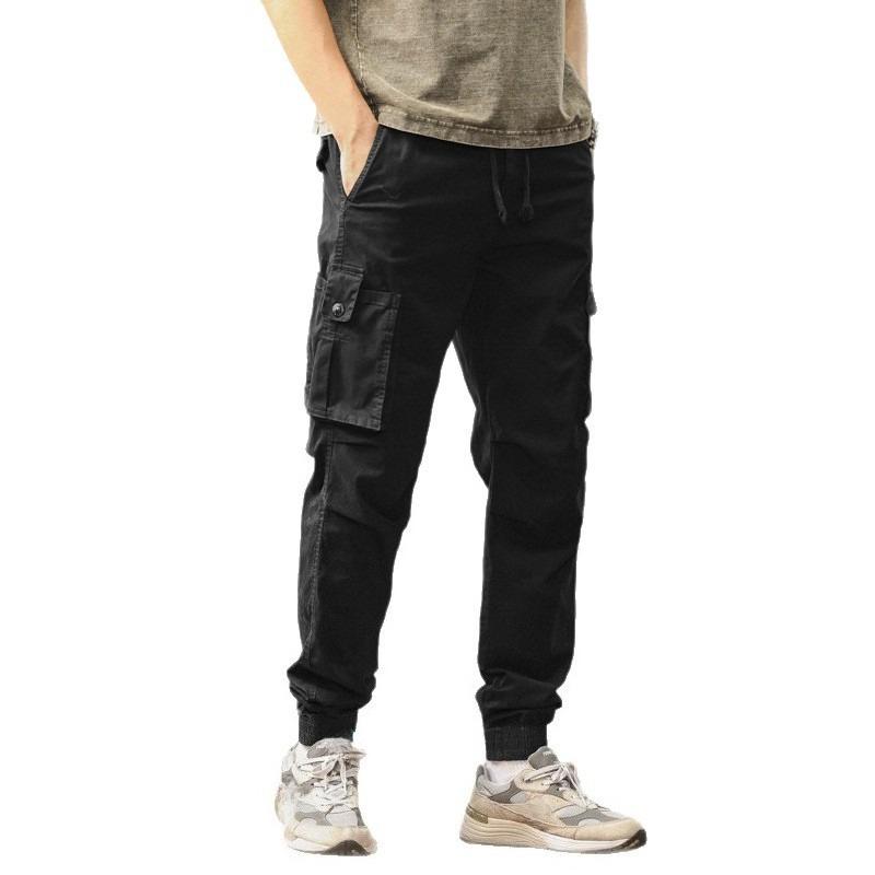 New Retro Design American Slim and Loose Casual Work Tying Pants Versatile Thin Style