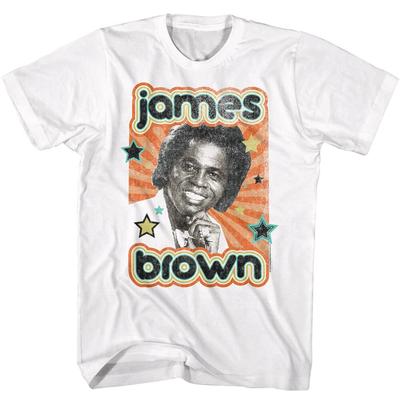 James Brown The Godfather Of Soul Sunburst Stars T-shirt da Uomo Funk R&B Musica