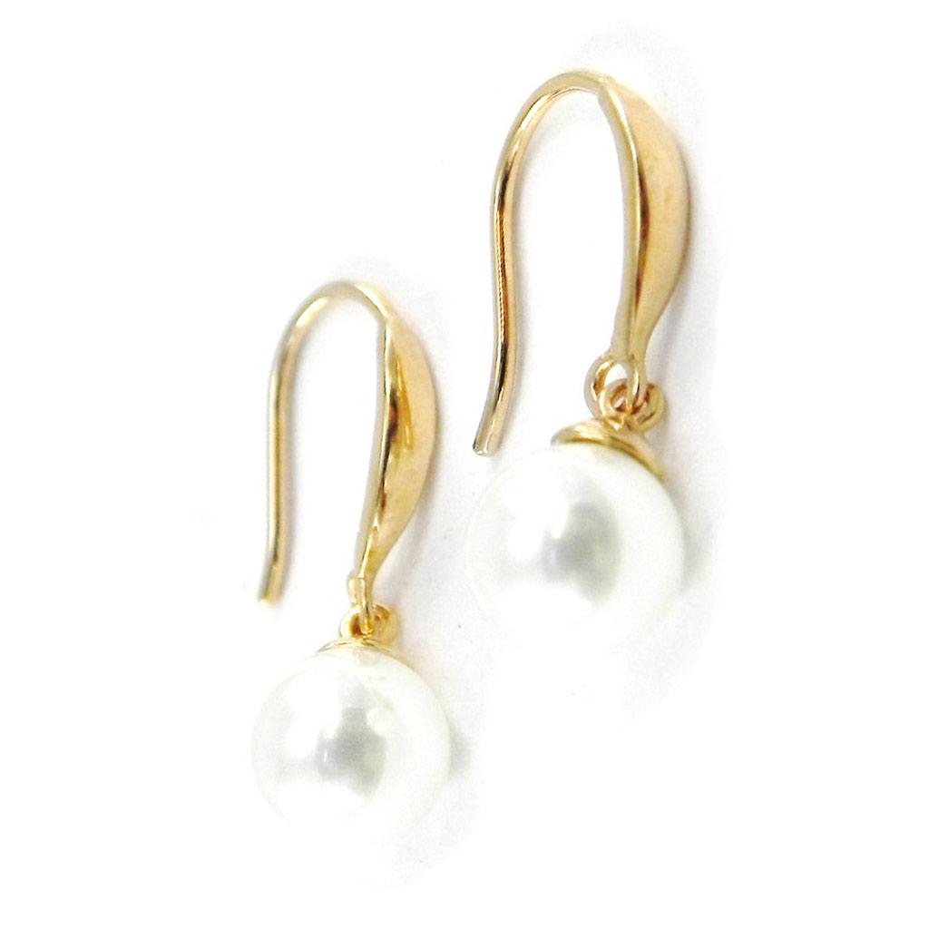Les Trésors De Lily [C5747] - Boucles Plaqué Or 'Perla' Blanc Doré - perle 6 mm