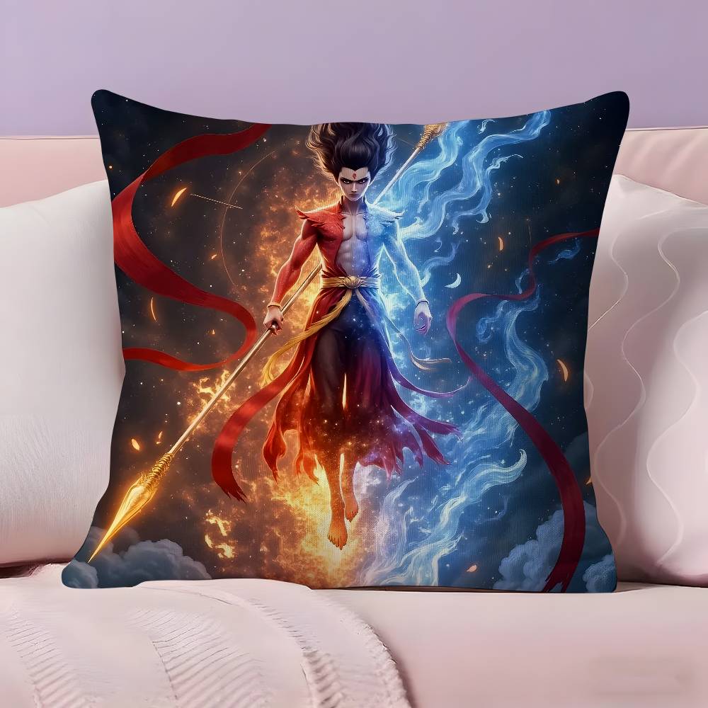 Chinese Anim Nezha Pillow Case Pillowcase Ultra Soft Skin Friendly Fabric Cloud Like Comfort & Concealed Zipper