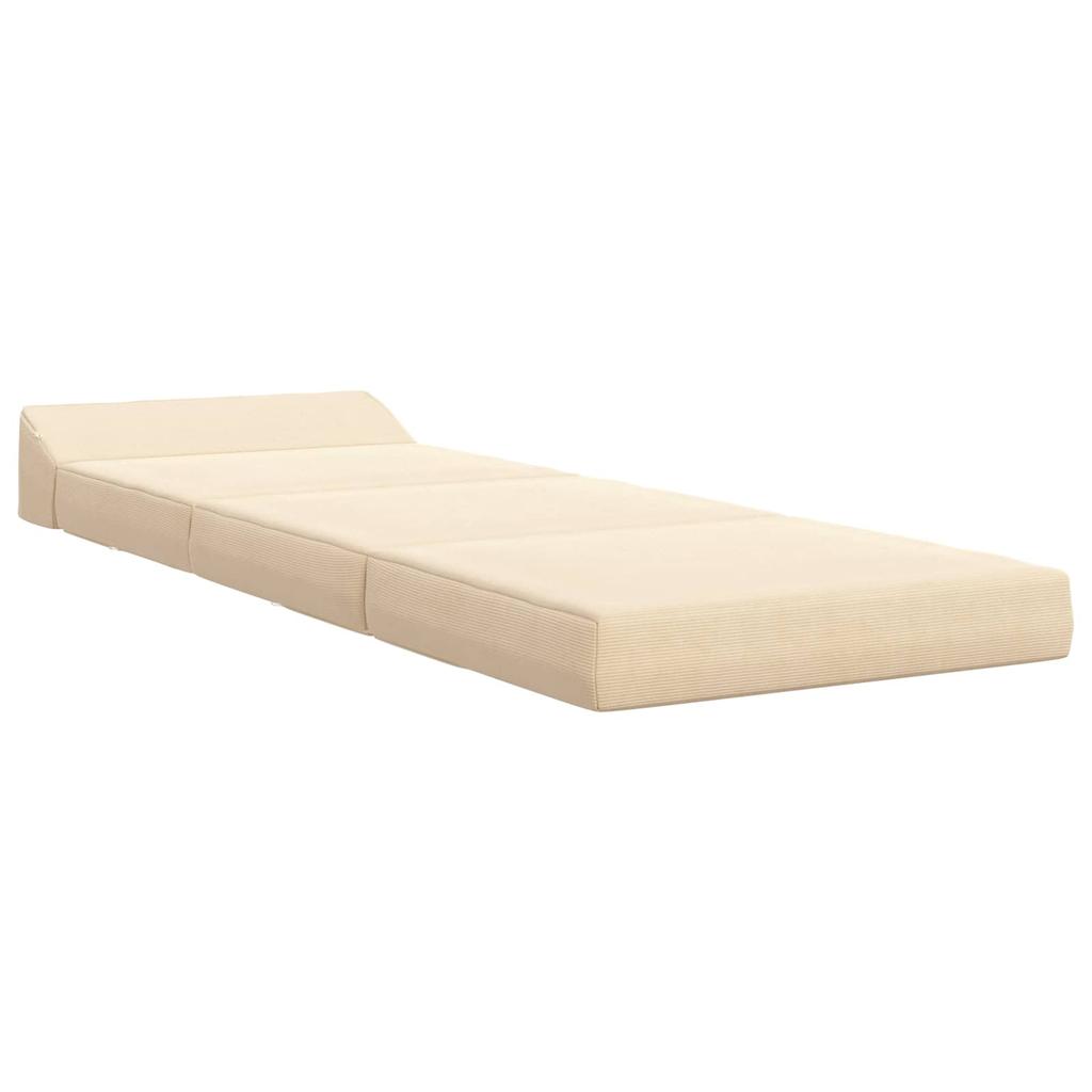 Foldable Sofa Bed Cream 200 x 70 x 10 cm Corduroy Fabric