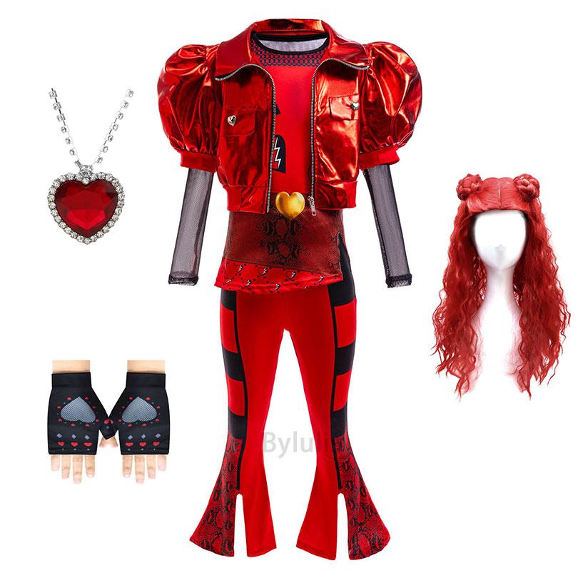 The Rise of Red Costume D-Descendants 4 Halloween Dress Up Cosplay Girls Leather Suit Birthday Party Halloween Costume