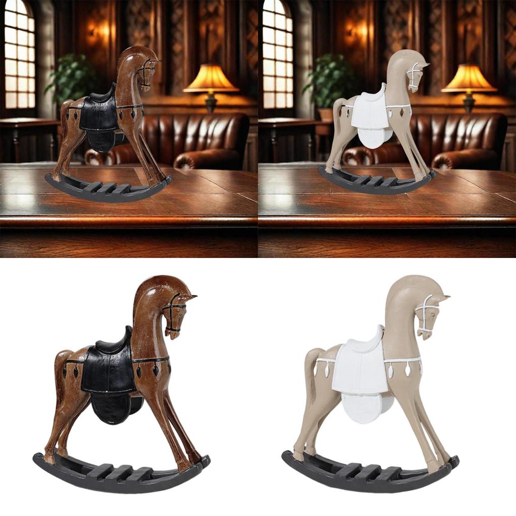 Rocking Horse Ornament Horse Figurine Desktop Animal Statue Decoration for Centerpiece TV Stand Multifunctional Portable Fashion