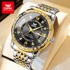 OPK 8174 Quartz Watches for Men Fashion Diamond Bezel Auto Date Week Waterproof Luminous Classic Business Men's Wristwatches