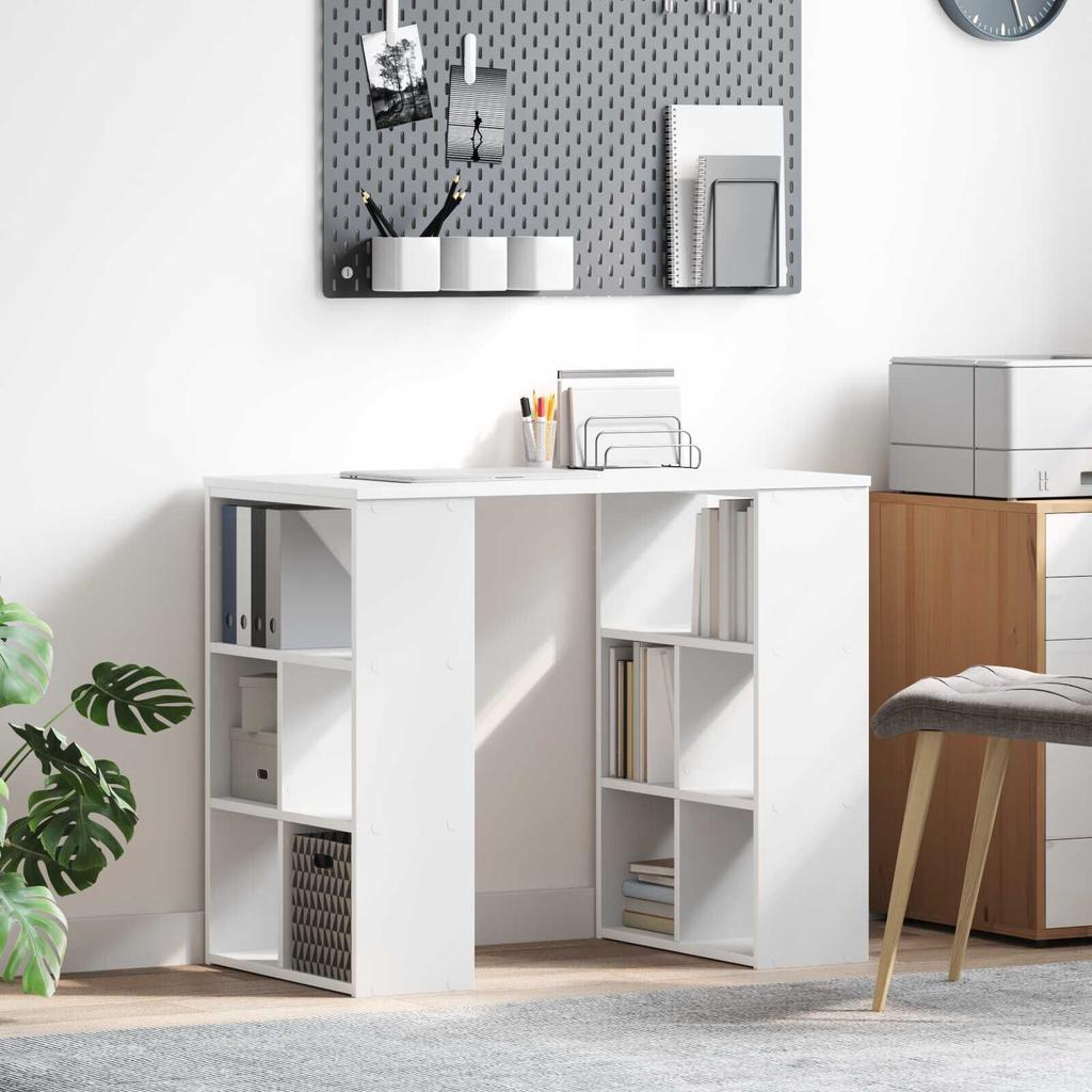 1 Creative computer desk with three open shelves on each side, bedroom vanity, hallway storage table, 90 x 50 x 75 cm