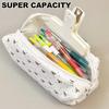 1pc Bowknot pencil case, with zipper portable stationery case storage bag ,large capacity fashionable pencil case study supplies