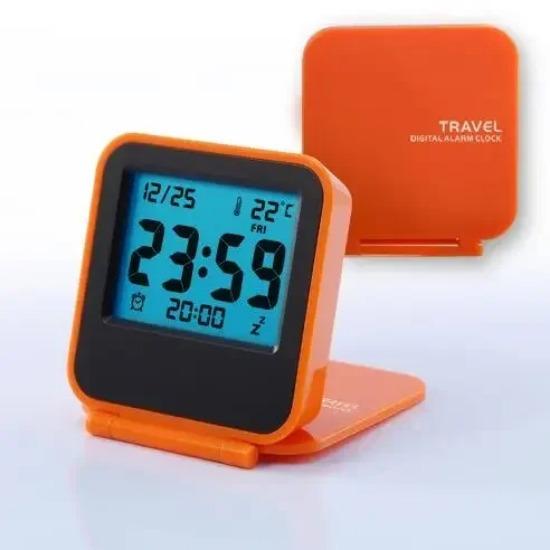 Digital Travel Alarm Clock Foldable Desktop LCD with Calendar Thermometer Battery Operated Ectronic Clock