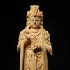 Wooden Buddha Statue Guanyin Statue Solid Wood Carving Home Living Room Office Buddhist Shrine Wealth Luck Feng Shui Decor