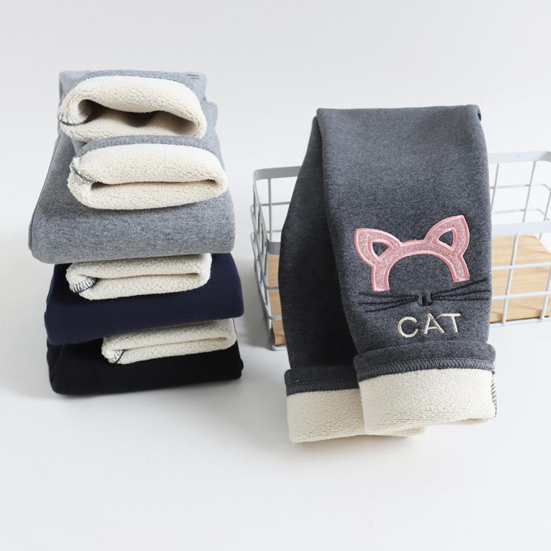 Mädchen Winter Hosen Warm Halten Cartoon Hosen Kinder Dicke Warme Hosen Mädchen Leggings mit Fleece Warme Elastische Taille Baumwolle hose