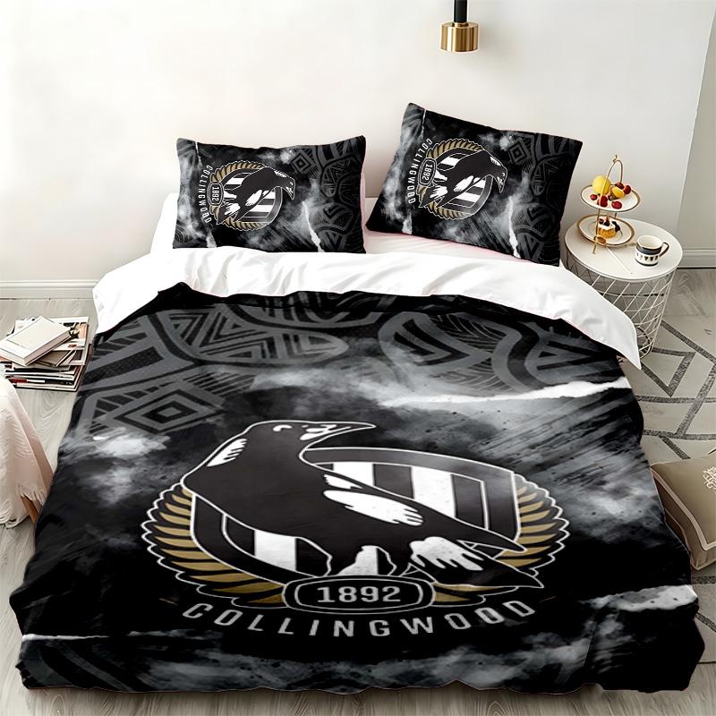 Collingwood Football Club 3-teiliges Set Perfekt für das Schlafzimmer Bequemes Bettwäscheset enthält einen Bettbezug und zwei Kissenbezüge Ideales Geburtstags- oder Weihna