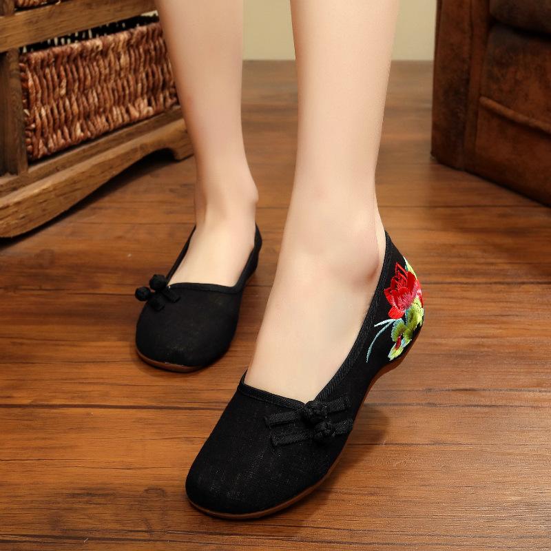 Zapatos Planos de Ballet para Mujer, Casuales, de Tela de Algodón Bordados, Estilo Chino Retro, Suaves y Cómodos
