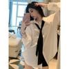 Women's Oversized Lazy Style Long Sleeve Shirt White Casual Blouse for Spring and Autumn, Loose Fit Comfortable Shirt , No Tie Included