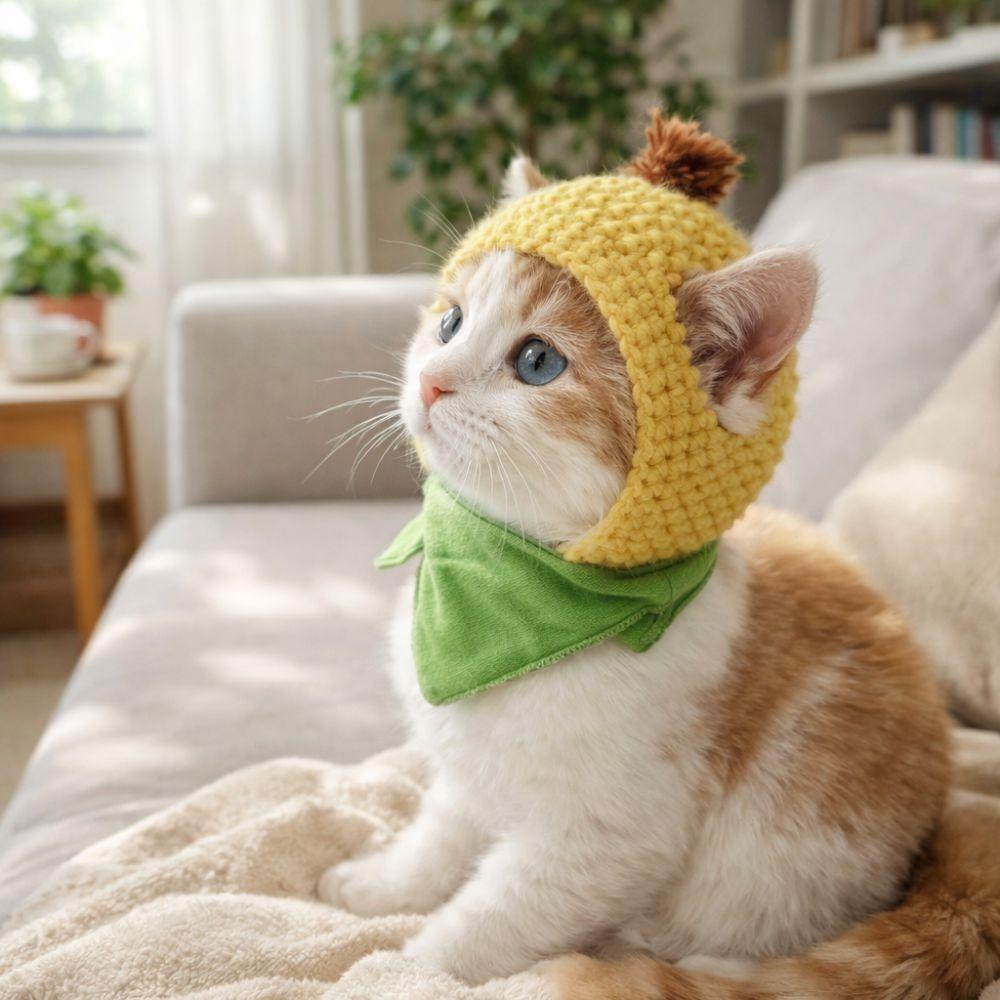 Cute Winter Dog Cap Funny Cat Head Cover Pet Supplies Pet Headgear  Outdoor