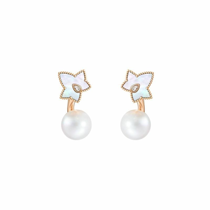 Lola Rose Ivy series single leaf white mother-of-pearl earrings women s white LR60028 золотой