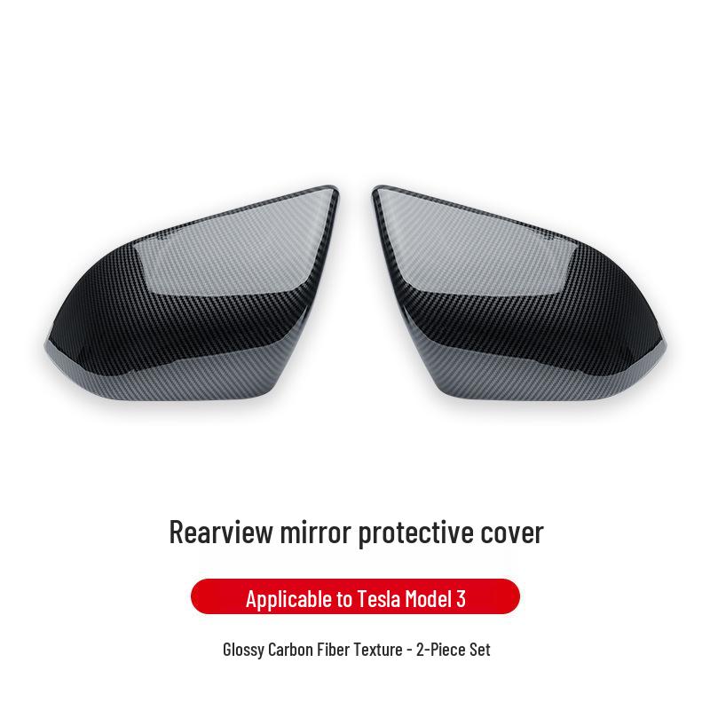 Tesla Model 3/Y Carbon Fiber Texture Rearview Mirror Protective Cover