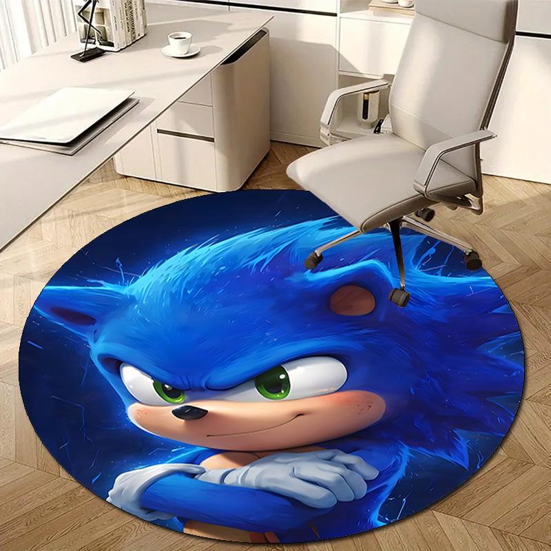 1pc Sonic4 Design Printed Area Round Carpet for Bedroom Living Room Home Decor Rugs Mat Non Slip Mat Rug for Bedside