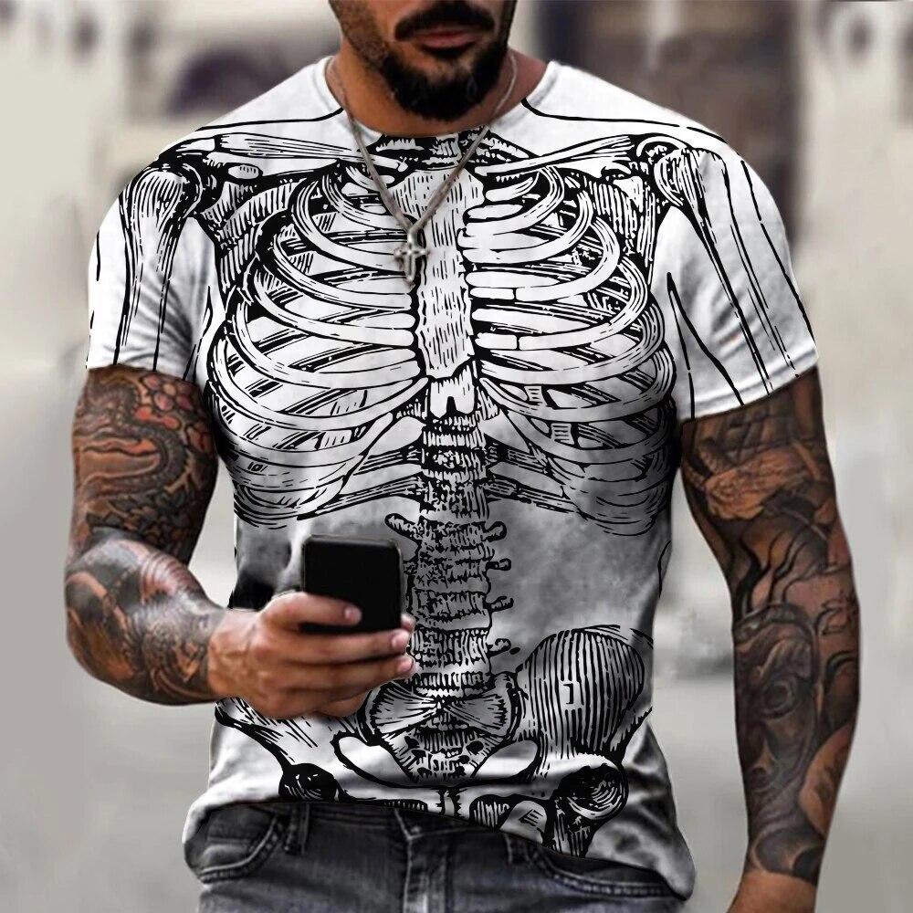 Tricou cu schelet de groază Bone Scary Imprimare 3D Streetwear Bărbați Femei Moda Tricou cu mânecă scurtă supradimensionată Tricou pentru copii Topuri Îmbrăcăminte