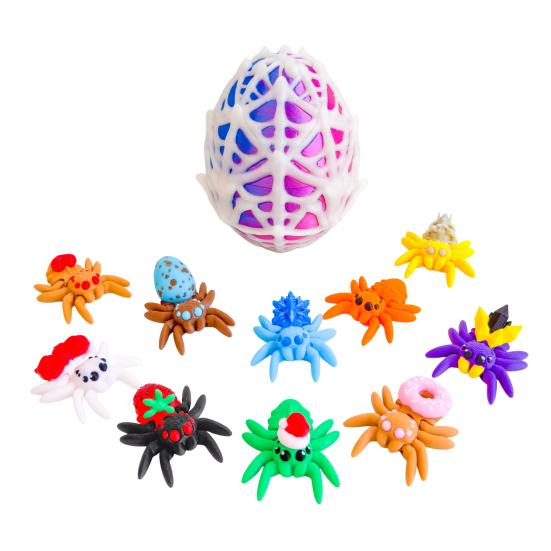 1 Set Spinneneierkapsel mit 10 Fidget-Spinnenspielzeug 3D-gedrucktes Modell mit beweglichen Gelenken Mini-Gelenkspinnenmodell Halloween-Party-Dekoration Geschenk