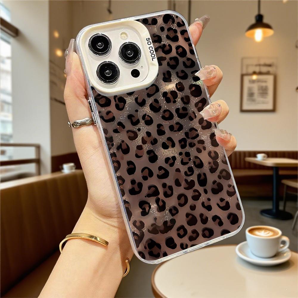 Leopard Print Shockproof Phone Case for Iphone 16 15 14 13 12 11 Pro Max/Mini Anti-Scratch Premium Hard Cover