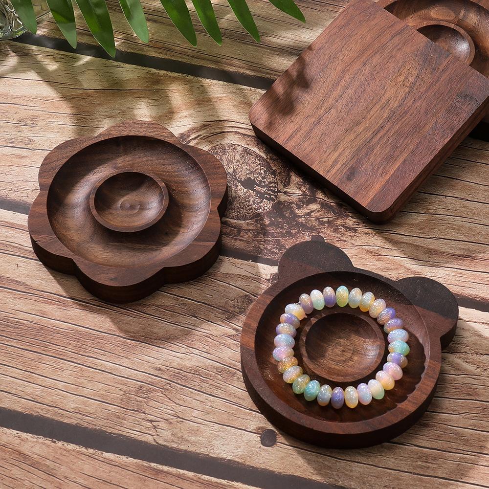 Black Walnut Solid Wood Jewelry Display Plate DIY Beading Tool Jewelry Design Plate
