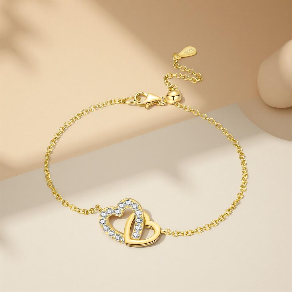 S925 Silver Adjustable Heart Knot Bracelet Chain Link Women Bracelet Jewelry Party Trendy Anniversary Gifts