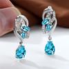 Cute Female Pink Crystal Zircon Stone Flower Earrings Vintage Wedding Jewelry For Women