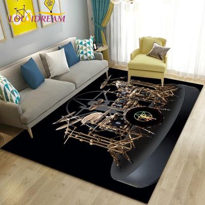 Drum Kit Music Instruments Area Rug Large,Carpet Rug for Living Room Bedroom Sofa Doormat Kitchen Decor,Kid Non-slip Floor Mat
