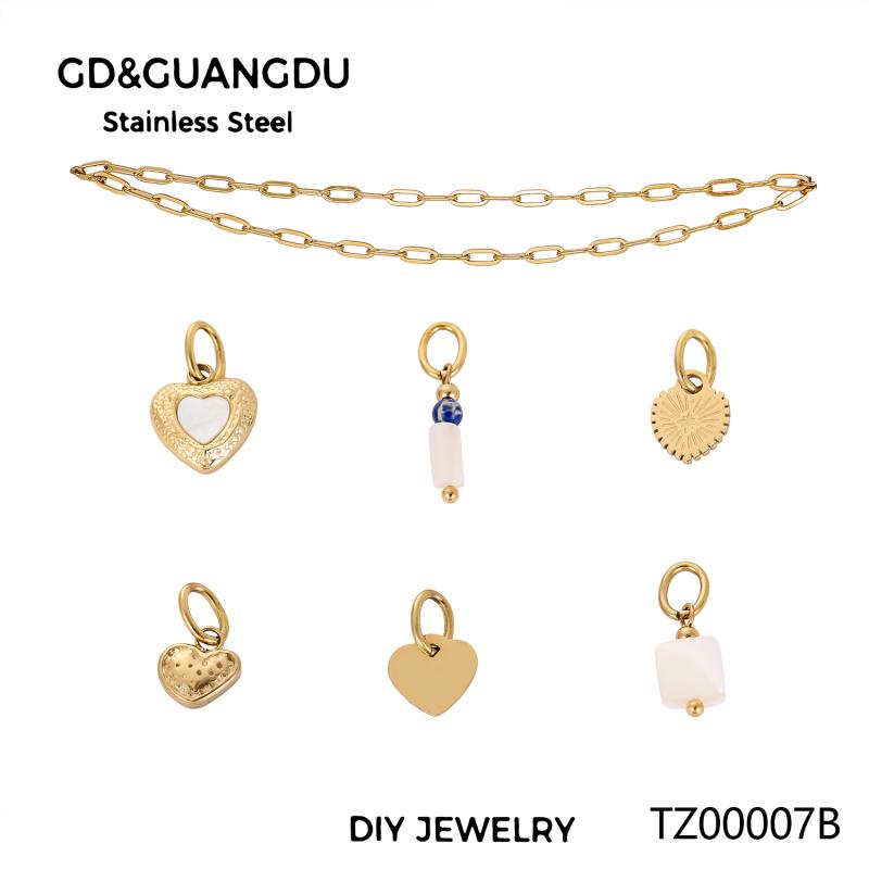 CARLIDANA Custom Jewelry Heart-shaped Tassel Stainless Steel Pearl Charms Set Creative Personality Chain Necklace for Women