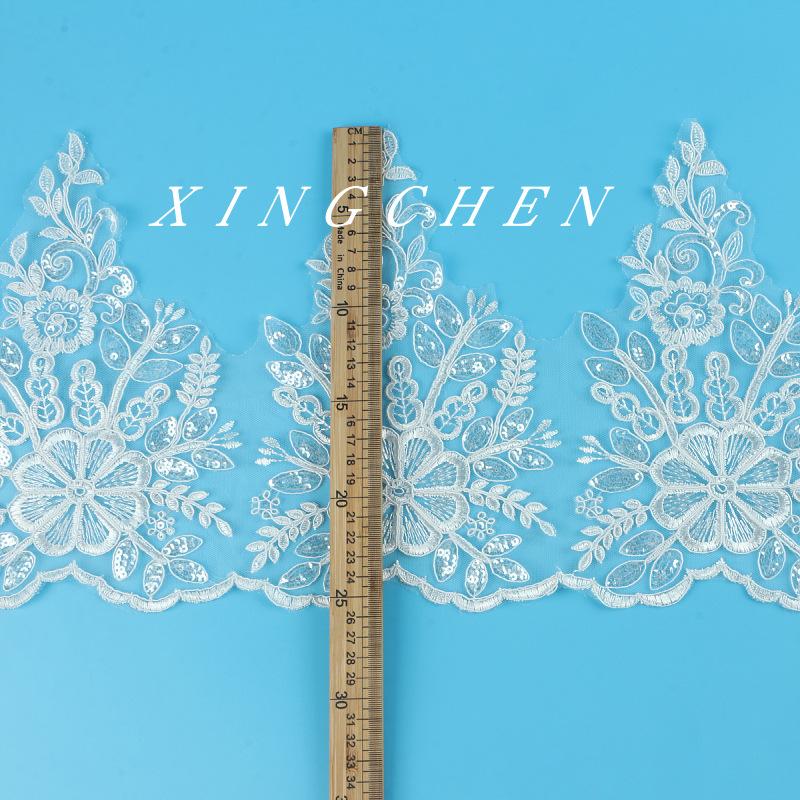 

Кружево с косточками для автомобиля, пайетки, ширина 26 см, свадебные аксессуары, фата для свадебного платья, наручные часы, кружево для торта и платья White/crystal piece (width 26CM)