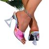 Fashion 2025 Summer Plus Size Women's Open Toe Slippers Hot Sale Printing Square Toe High Heels Sandals Fashion Dress Party Slippers