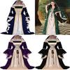 Medieval Vintage Court Dress With Velvet Fabric And Puff Sleeves For Halloween Costume Enthusiasts