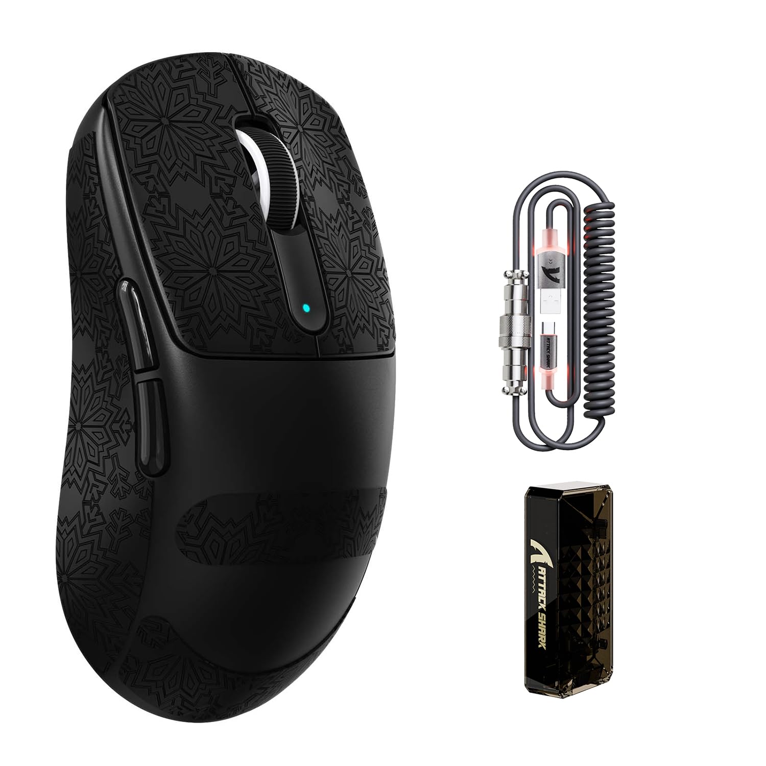

ATTACK SHARK V5 Gaming 8000Hz Polling PAW3950MAX Max 42000 Ambidextrous 55g Nordic52840 Control 500mAh 60G Aviation Plug Black Mouse, Wireless, Rate,