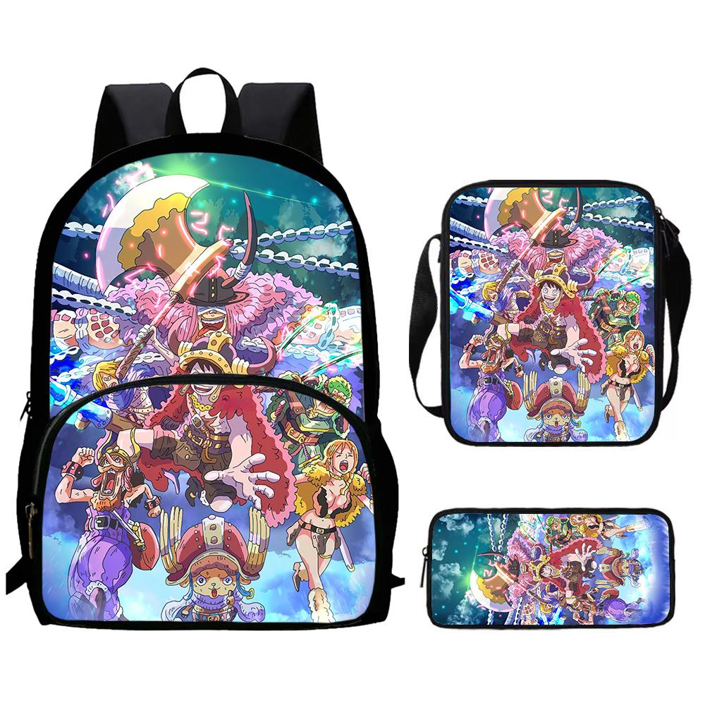 One Piece 3 In 1 Lightweight Adjustable Front Pocket School Backpack Set With Crossbody Bag Pencil Case For Boys Girls Ages 6-10